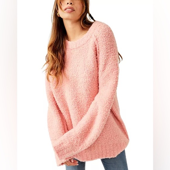 NWOT Free People Teddy Sweater Tunic In Pale Rosette Women’s Medium - Picture 3 of 12